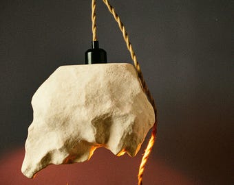 Lampa wisząca z ręcznie robionego papieru-mâché | Lampa ambientowa Wabi-Sabi z konopnej liny