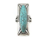 Spiderweb Turquoise Sterling Ring - Sterling Silver, Native American, Turquoise Stone, Vintage Ring, Vintage Jewelry, Size 6