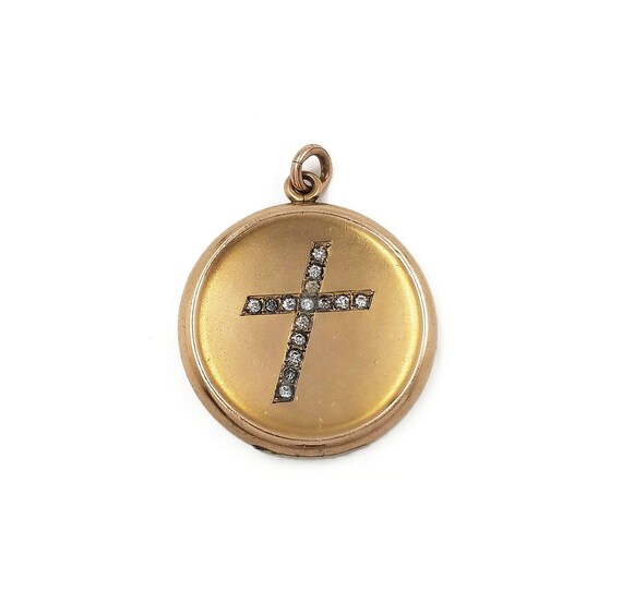 Victorian Gold Filled Locket, Christian Cross, Pas