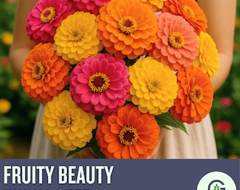 Fruity Beauty Zinnia Seed Mix, Heirloom, Pink, Orange, Yellow