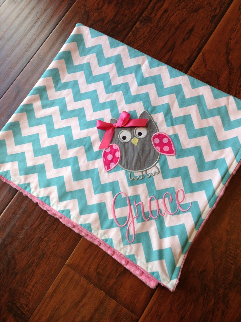 Personalized Baby Blanket Minky Baby Blanket Chevron Baby Etsy