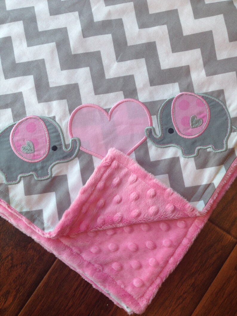 Personalized Baby Blanket 30x35 Elephant Blanket Chevron Etsy