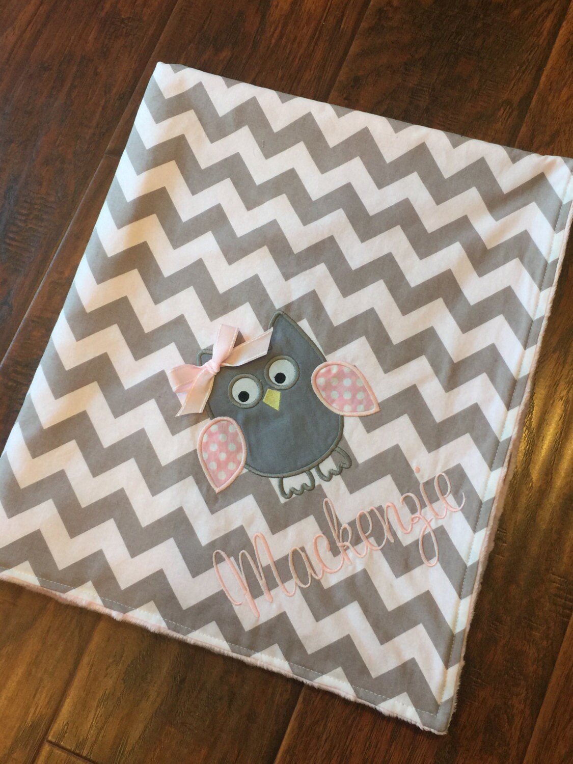 Personalized Baby Blanket Owl Applique Blanket Minky Baby Etsy