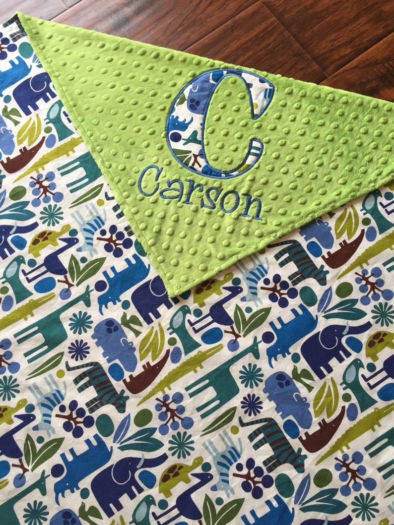 Zoo Animal Baby Blanket Personalized Baby Blanket Minky baby Etsy