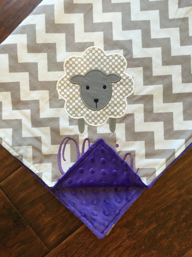 Lamb Baby Blanket Personalized Baby Blanket Chevron Minky Etsy