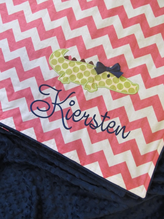 Personalized Baby Blanket Minky Baby Blanket Alligator Etsy