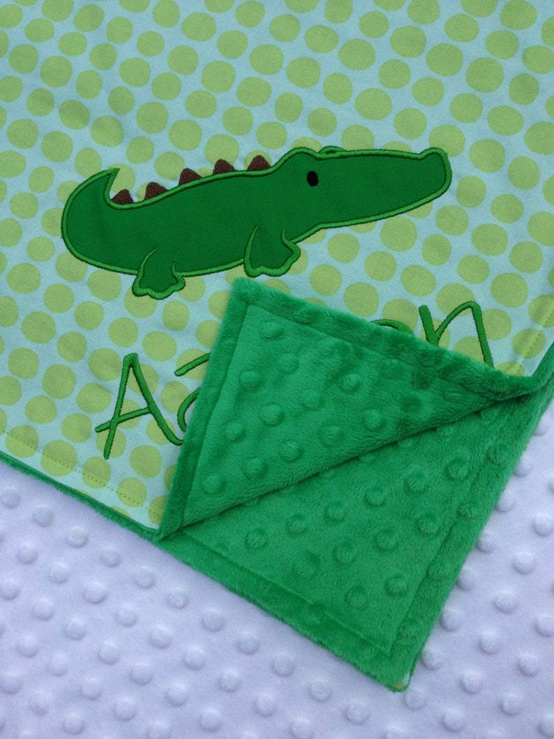 Boy Baby Blanket Alligator Blanket Minky Blanket Personalized Baby Blanket Minky Baby Blanket