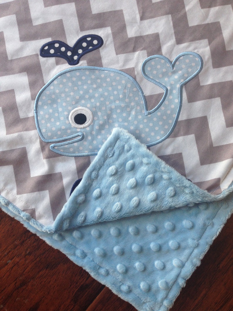 Personalized Baby Blanket Whale Baby Blanket Chevron Minky Etsy
