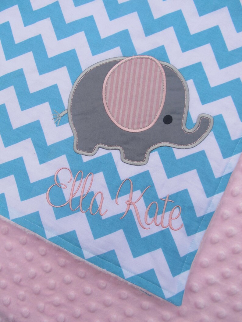 Personalized Baby Blanket 30x35 Minky Baby Blanket Chevron Etsy
