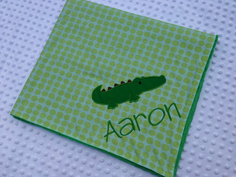 Boy Baby Blanket Alligator Blanket Minky Blanket Personalized Baby Blanket Minky Baby Blanket