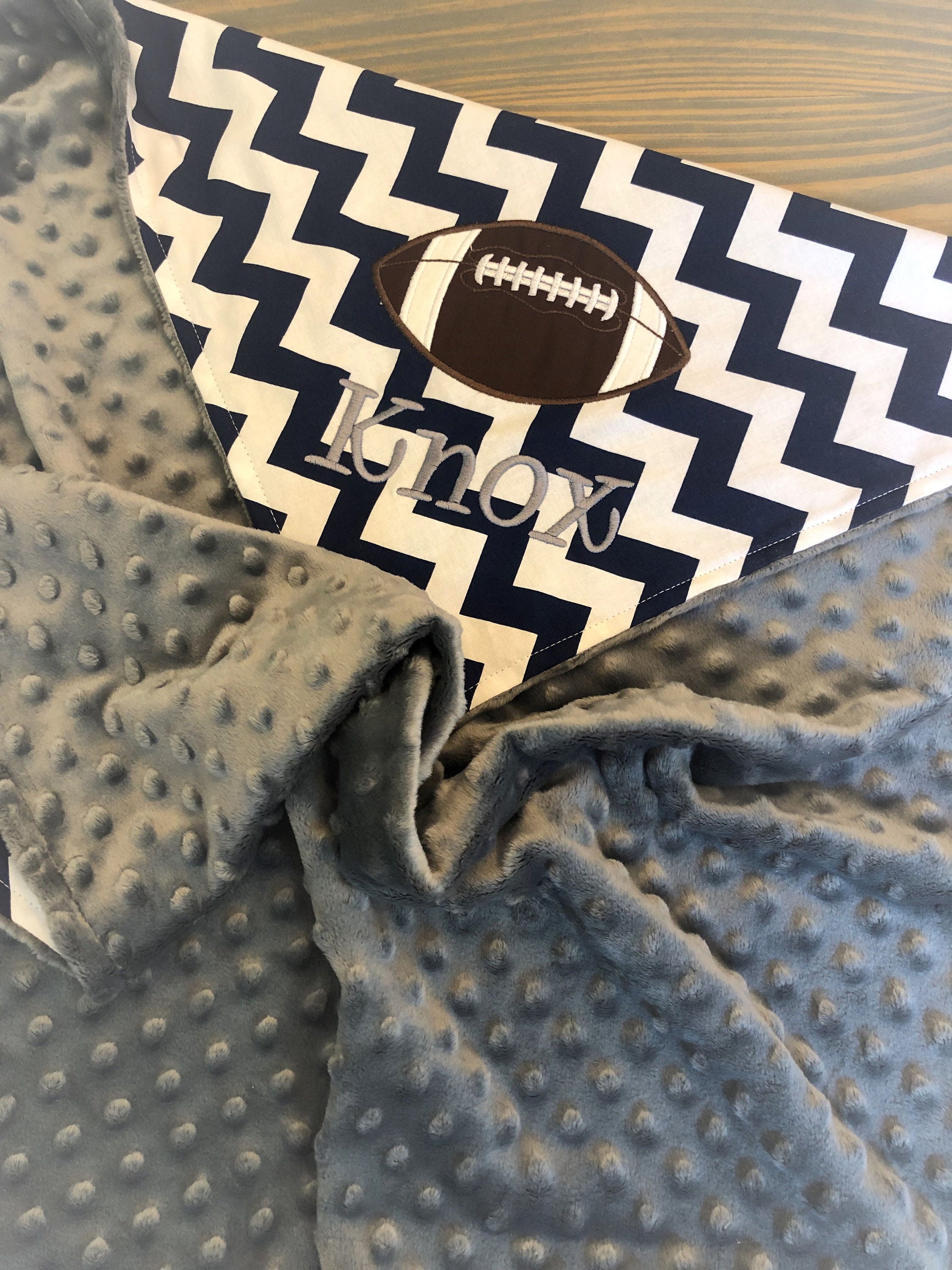 Football Baby Blanket Personalized Baby Blanket Football Etsy