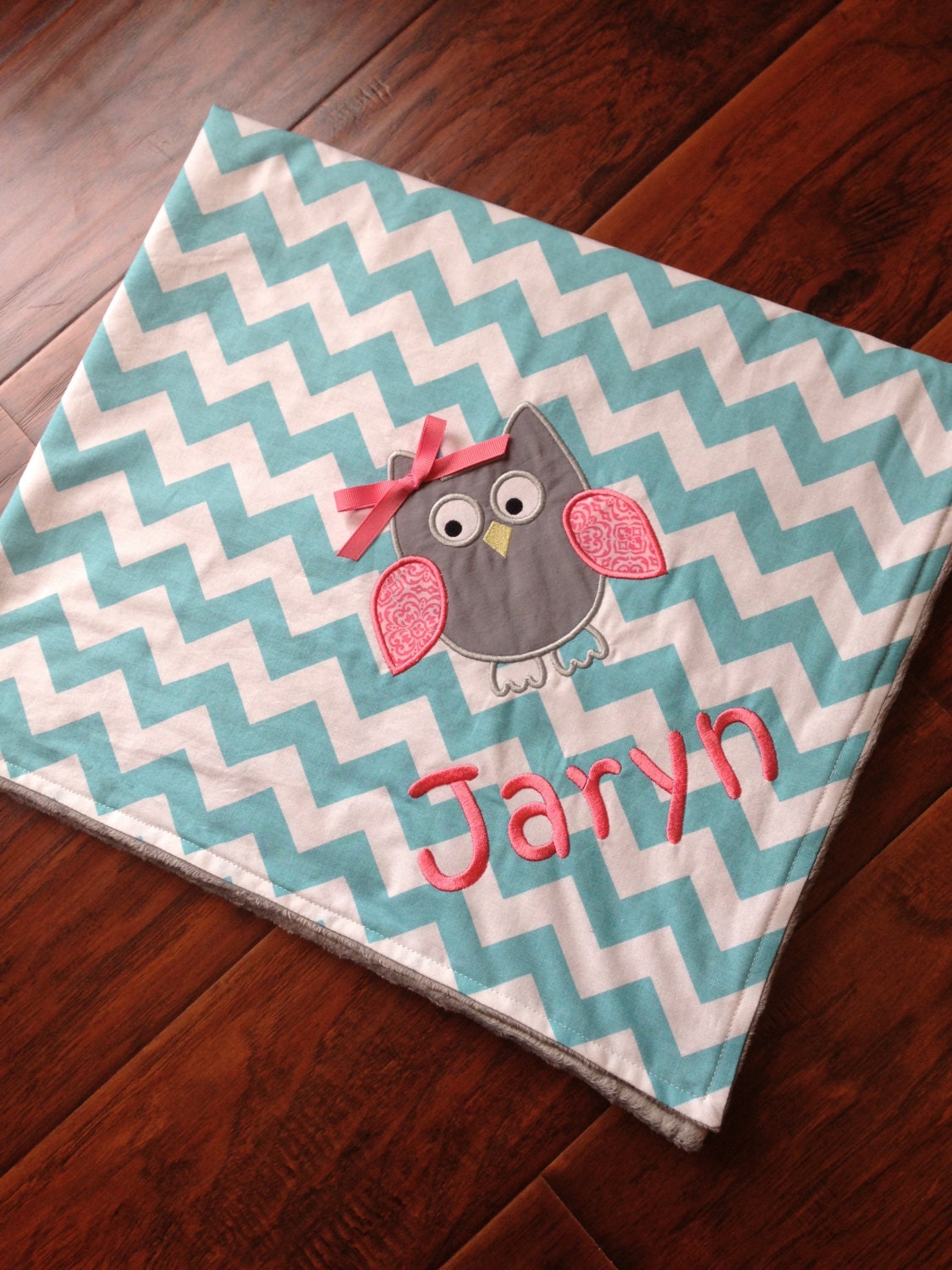 Personalized Baby Blanket Minky Baby Blanket Chevron Etsy
