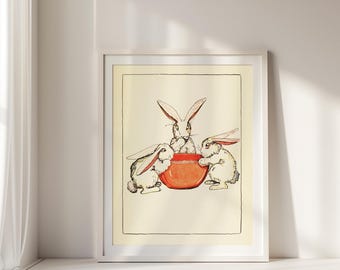 Vintage Peter Rabbit Wall Art for Nursery | Peter Rabbit Book Illustration | Beatrix Potter | Digital Download Nursery Print