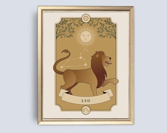 Leo Astrology Wall Art Print | Zodiac Star Sign Print  (Digital Download)