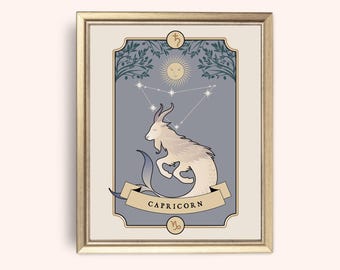 Capricorn Zodiac Wall Art Print | Astrology Star Sign Printable | Home, Office & Kids Room