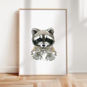 Adorable Raccoon Watercolor Print for Woodland Nursery | Instant Digital Download | Cute Woodland Animals Decor | Baby Forest Animal Prints