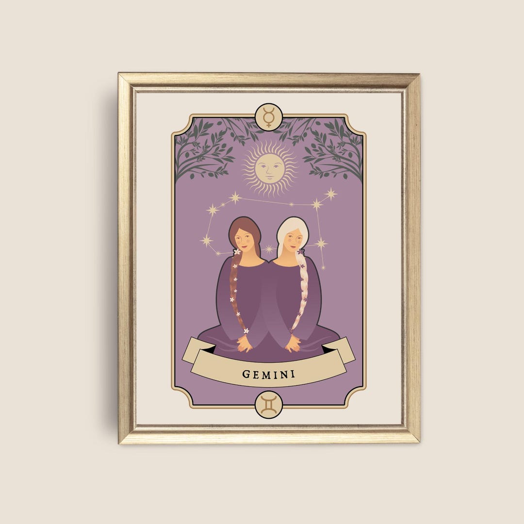Gemini Astrology Wall Art Print| Modern Zodiac Printable | Nursery ...