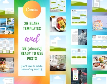 Canva Instagram Post Vorlagen: 26 leer, 56 vorausgefüllte Beschriftungen (Digitaler Download)