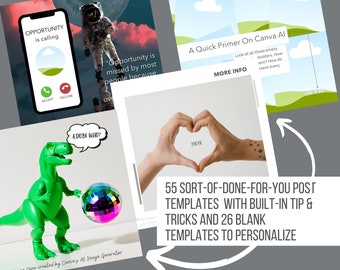 Saubere, moderne Instagram Post Story Vorlage Engagement Social Media Canva Bundle 55 Done For You Posts + 26 leere Vorlagen, die sofort verwendet werden können