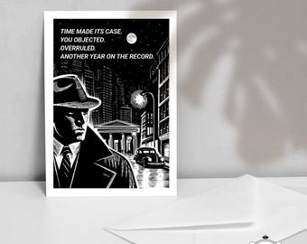Film Noir Geburtstagskarte für Anwälte | Jurist Geburtstagskarte | Grußkarte | Juristische Humor Karte | Made to Order-Karte