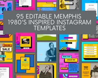 Memphis Instagram Templates: 80s Style, Bunt & Bunt (Canva)