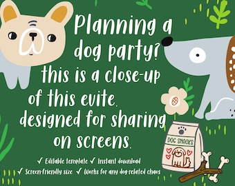 Lustige Hunde-Partyeinladung: Bearbeitbares digitales E-vite (1920x1080 Porträt) (Instant Download)
