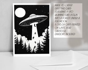 UFO Katzen-Verteilungssystem Grußkarte, neues Haustier Housewarming (personalisiert)