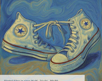 Van Gogh Conversation Print: Retro High Top Sneakers Poster Digitaler Download