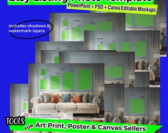 Etsy-Artikel Fotovorlage: Wall Art Mockups für Power Point, PSD, Canva (Digitaler Download)