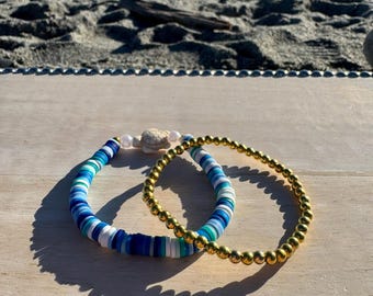 Clay Bead Bracelet Set With Turtle Charm