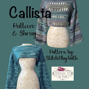 Callista-trui en schouderophalen | Op maat gemaakt | Strandjurk | Digitaal pdf-patroon | DIY-haakproject | Handwerkgids direct downloaden