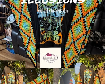 Padrão de crochê Ilusões de Diamante | Padrão de crochê com camiseta reciclada | Padrão de crochê digital | Padrão DIY | Presente para artesãos