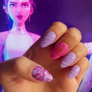 KPop Demon Hunters Inspiration - press on nails -  handmade - Rumi - Reusable