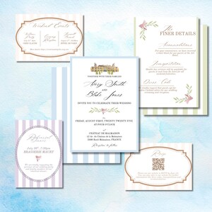Modello di invito per matrimonio con arte personalizzata francese senza tempo