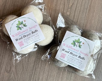 4 Pack - Organic Wool Dryer Balls XL, Reusable Fabric Softener, Eco Friendly