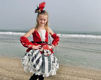 Pirate Hat Kids Tricorn | Red Feather Pirate Costume Hat | Black Gold Pirates Hat | Halloween Costume | Handmade Pirate Captain Hat