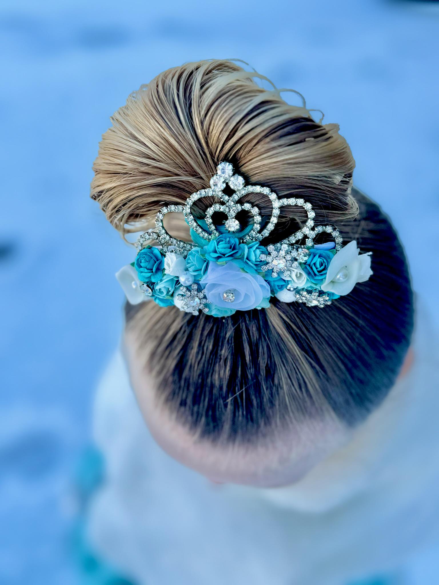 Vintage silver tone pear& round rhinestone tiara/bun barrette crown headpiece Full Circle Wedding Crown with Teardrop Pearls - Cassandra Lynne main image 2