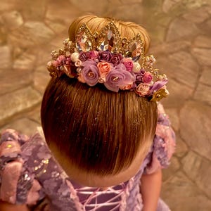 Rapunzel Princess Tiara Girls | Handmade Disney Crown Kids | Purple Pink Flower Tiara | Tangled Costume | Birthday Party | Disney Trip