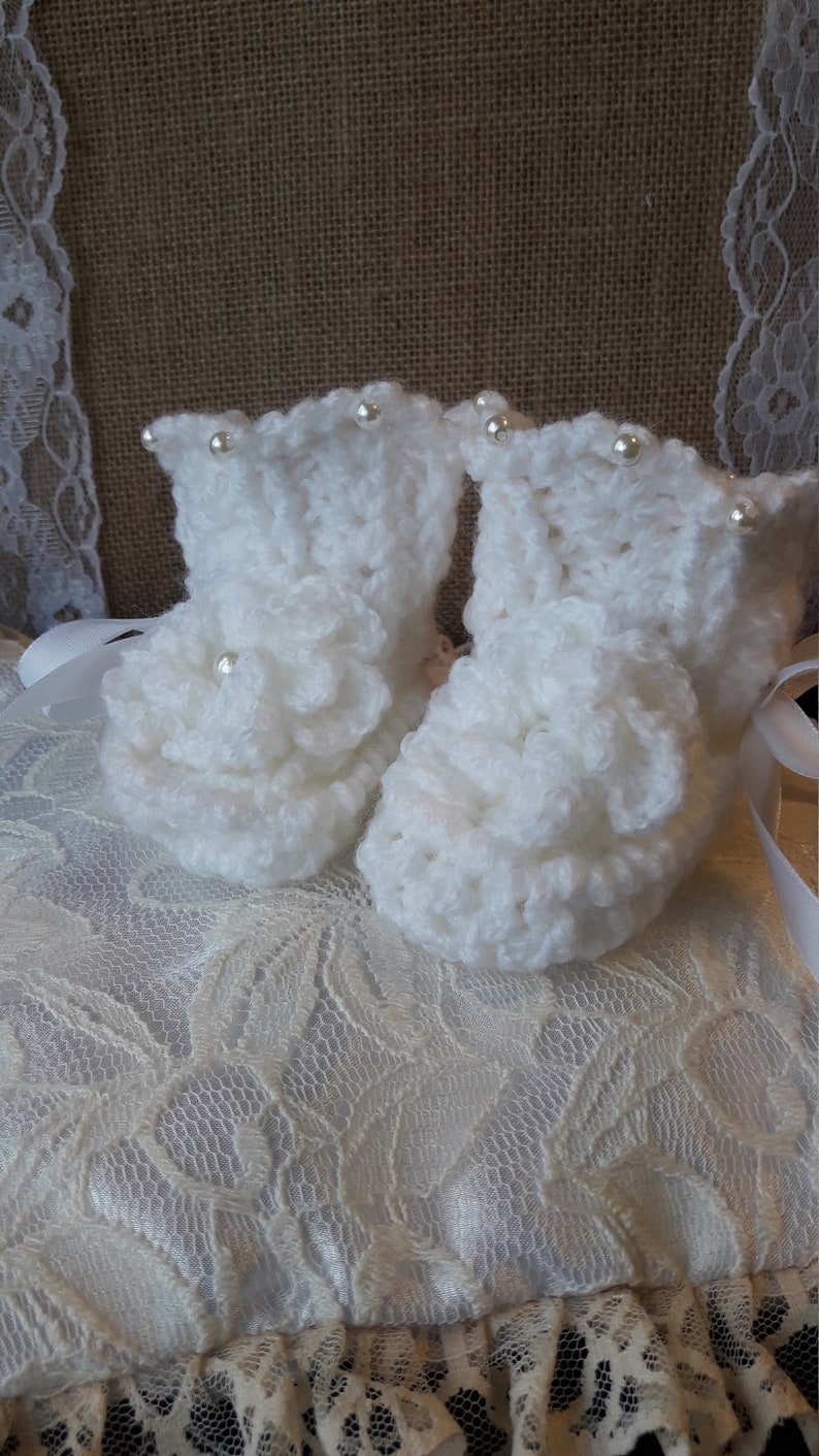 blessing. Crochet shoes Crochet Baptism Booties Christening baby booties Crocheted Booties Baby christening shoes Baptism booties
