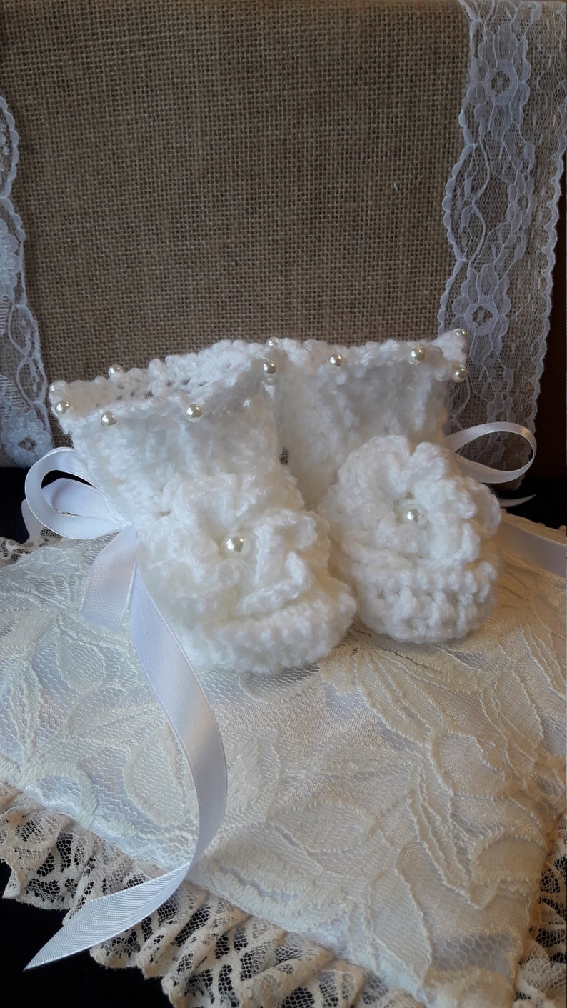blessing. Crochet shoes Crochet Baptism Booties Christening baby booties Crocheted Booties Baby christening shoes Baptism booties