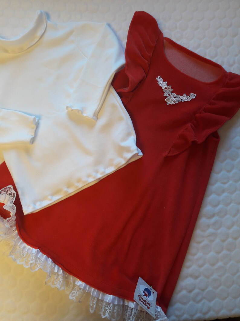 Girls Outfit Girls tunic Girls dress White blouse girls dress Toddlers Outfit Red dress Girls dress Red dress Birthday dress