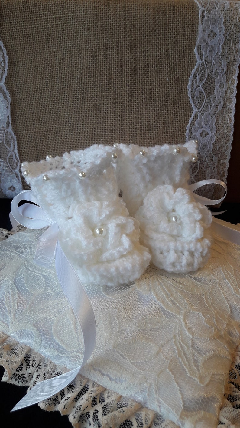 blessing. Crochet shoes Crochet Baptism Booties Christening baby booties Crocheted Booties Baby christening shoes Baptism booties