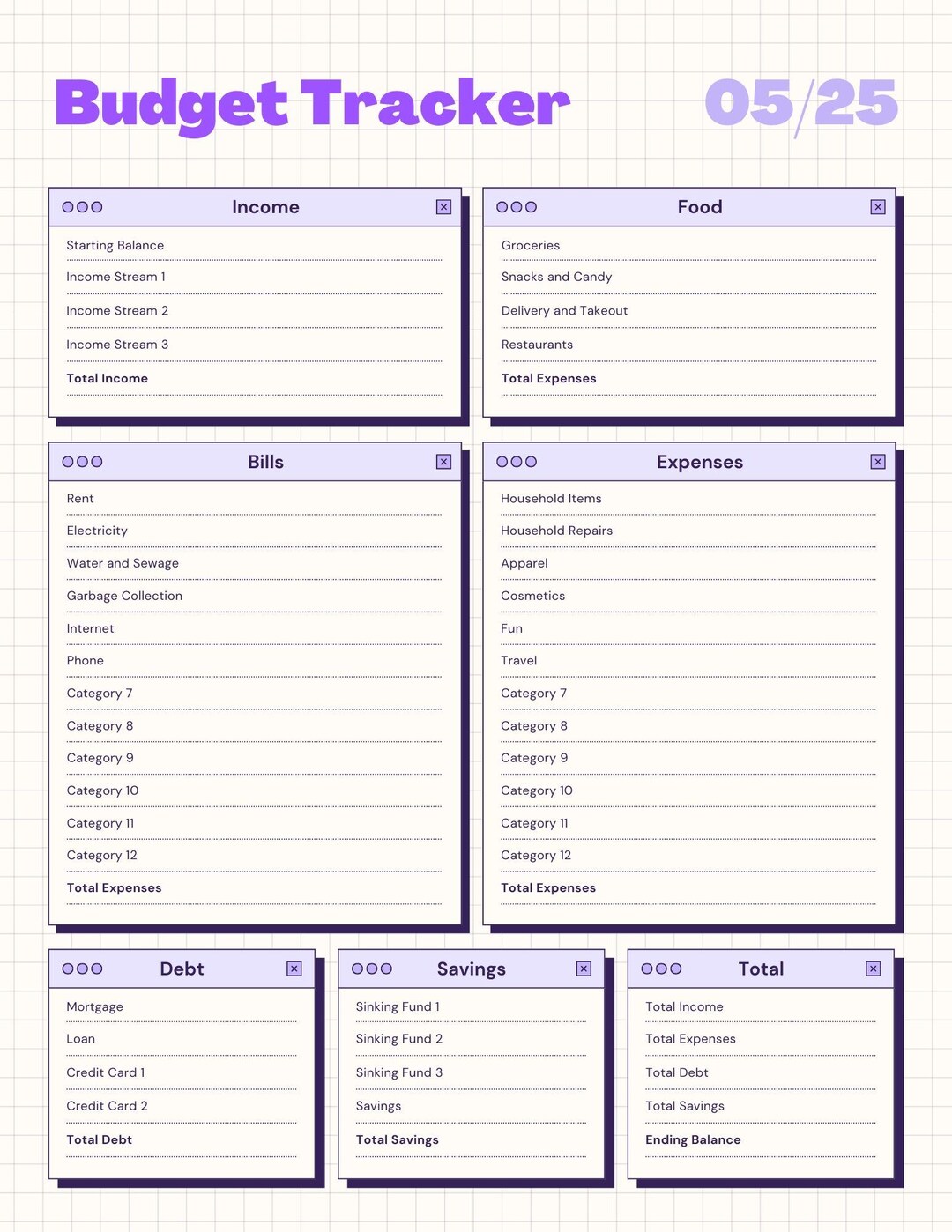 Budget Tracking Template - Etsy