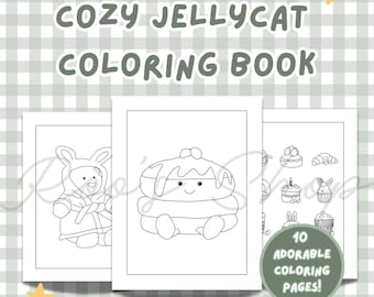 Cozy Jelly Cat Coloring Book Pages, Digital Download, Bold and Easy, Relaxing, Stress Relieving, Fun Activity, PDF File