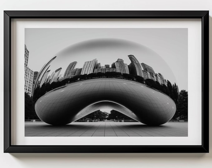 Chicago Bean Wall Art, Retro Chicago Poster, Vintage Chicago City Print, Travel Wall Decor, Chicago Photography, Vintage City Poster