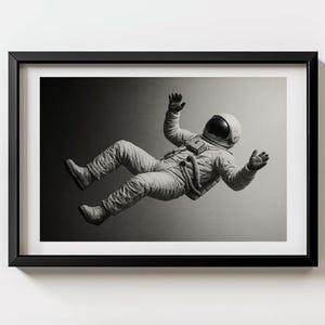 Astronaut Poster, Vintage Astronaut Print, Boys Room Decor, NASA Poster, Retro Space Art Poster, Black and White Poster, Masculine Wall Art