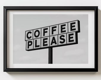 Coffee Wall Art, Coffee Bar Decor, Kitchen Wall Art, Coffee Print, Cafe Wall Art, Mid Century Typography Print, Kitchen Decor Coffee Sign