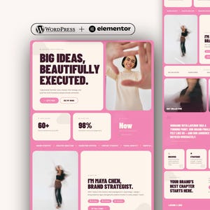 Plantilla de diseño web de WordPress Elementor para portafolios de consultores, agencias de marketing y coaches de vida.