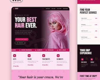 Pink Wix Website Template for Hairstylist, Lash Tech, and Estheticians