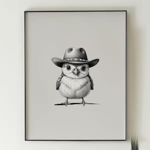Arte de pared con pájaros vaqueros, impresiones occidentales, decoración rústica de granja, decoración vintage con pájaros occidentales, arte de pared bohemio con motivos occidentales, impresiones occidentales lindas y de moda